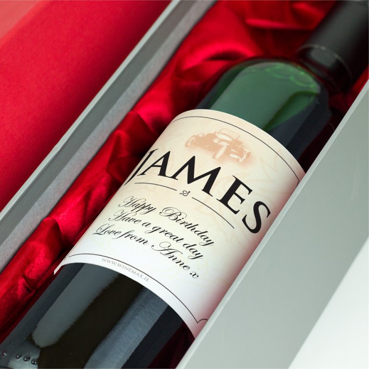 (image for) Classic Car Personalised Birthday Gift Labelled Wine - Click Image to Close