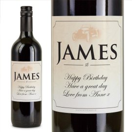 (image for) Classic Car Personalised Birthday Gift Labelled Wine