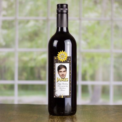 (image for) Sun Moon Stars Personalised Birthday Gift Labelled Wine
