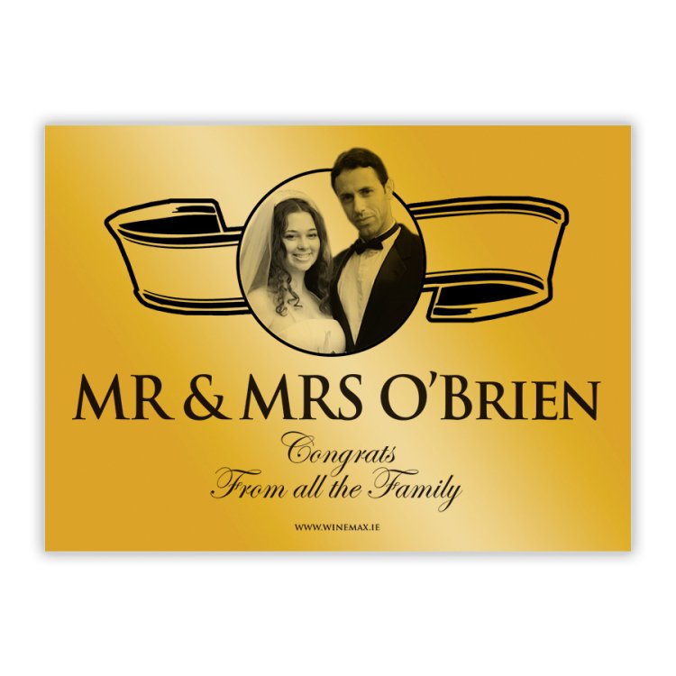 (image for) 1st Wedding Anniversary Gold Label Personalised Champagne Gift - Click Image to Close