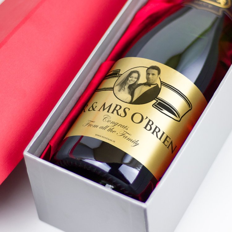 Modal Additional Images for 1st Wedding Anniversary Gold Label Personalised Champagne Gift