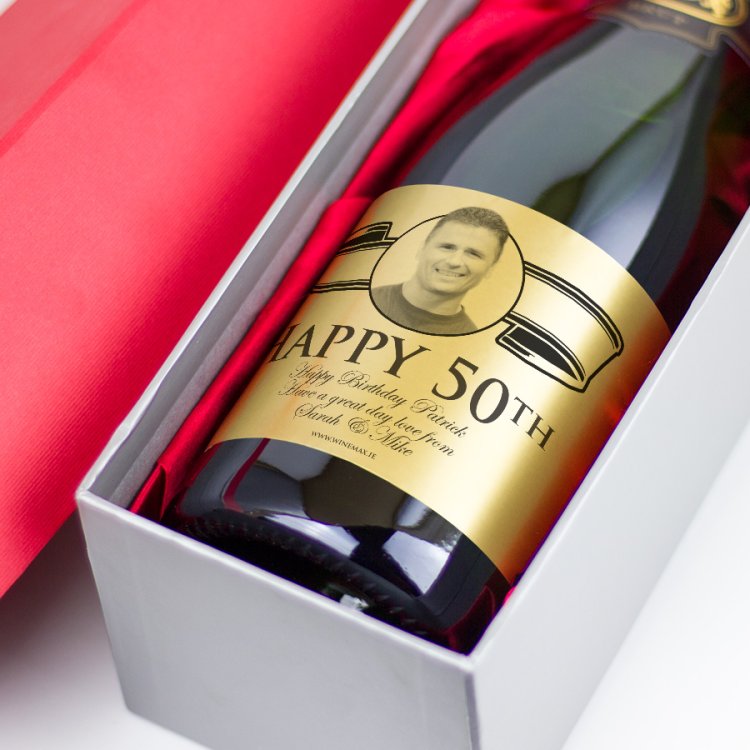 Modal Additional Images for 50th Birthday Gift Gold Label Personalised Birthday Champagne