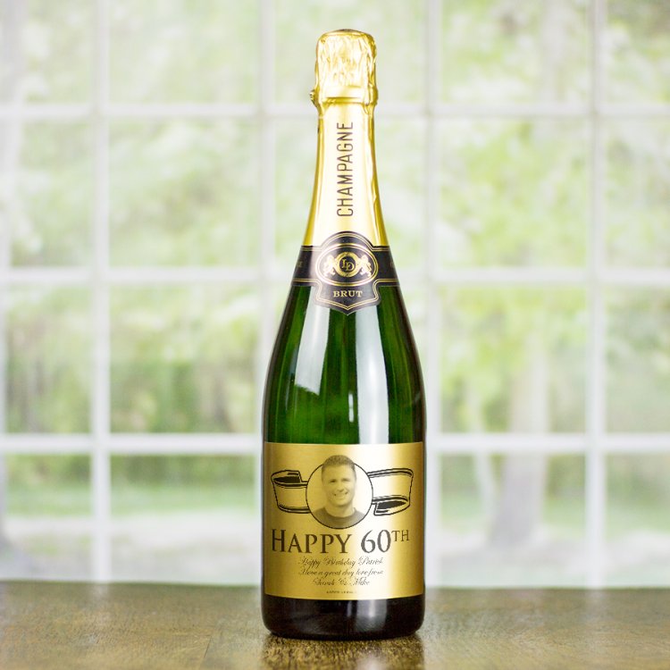 (image for) 60th Birthday Present Gold Label Personalised Birthday Champagne - Click Image to Close