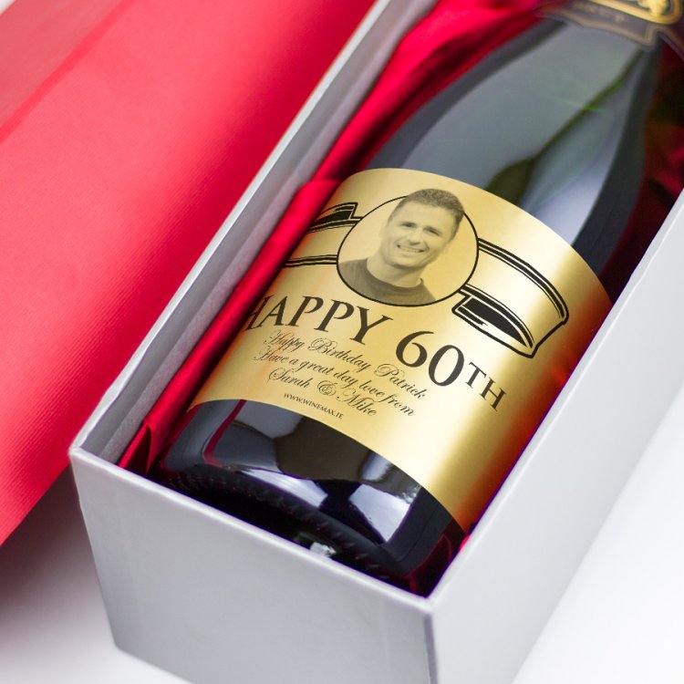 Modal Additional Images for 60th Birthday Present Gold Label Personalised Birthday Champagne