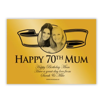 (image for) 70th Birthday Present Gold Label Personalised Birthday Champagne