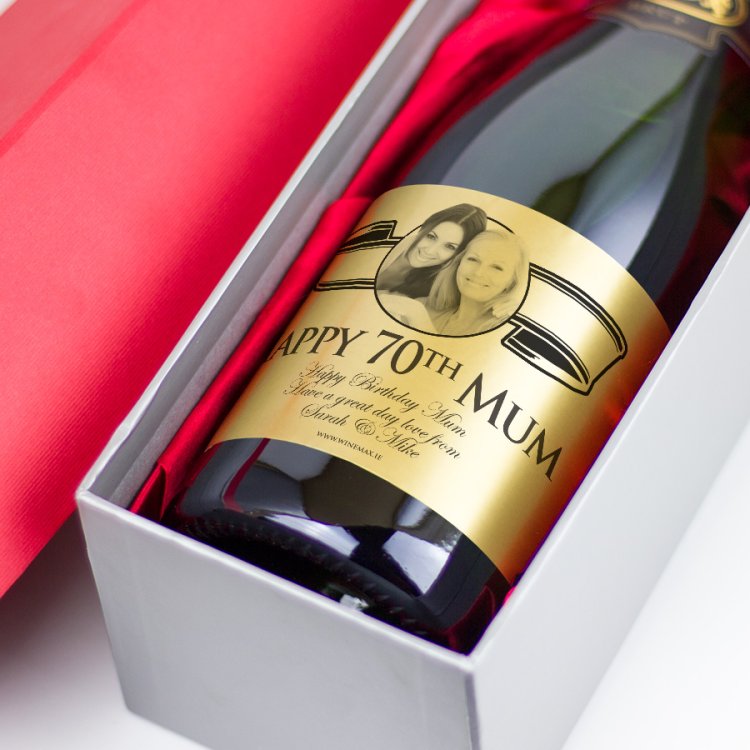 Modal Additional Images for 70th Birthday Present Gold Label Personalised Birthday Champagne