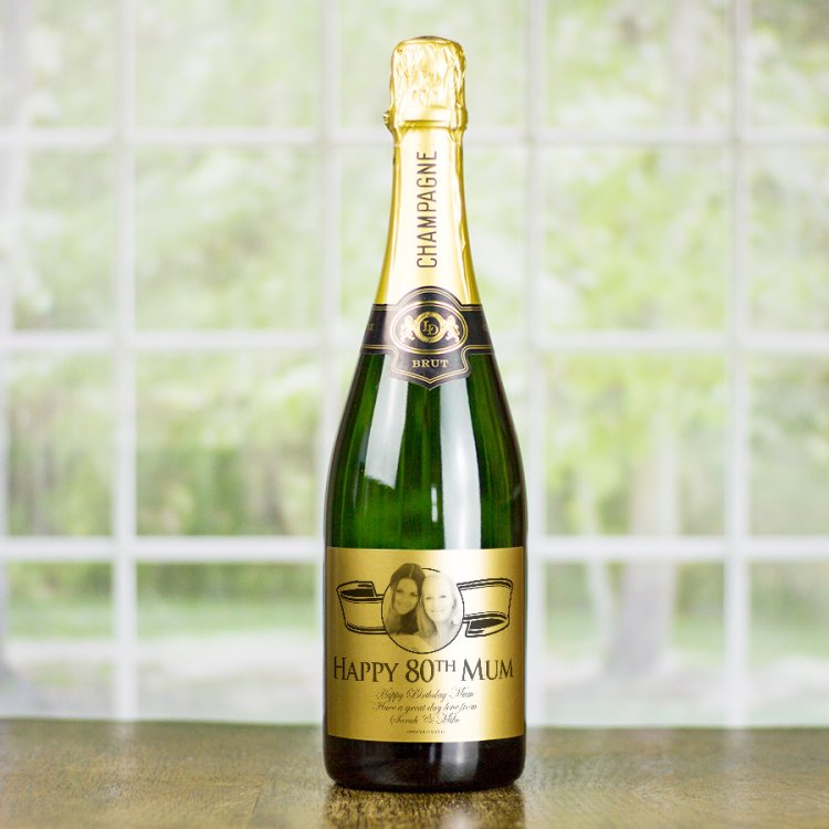 (image for) 80th Birthday Gift Gold Label Personalised Birthday Champagne - Click Image to Close
