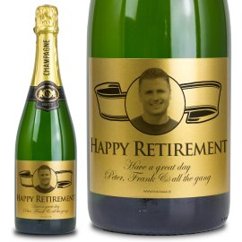 (image for) Retirement Gift Gold Personalised Champagne Gift