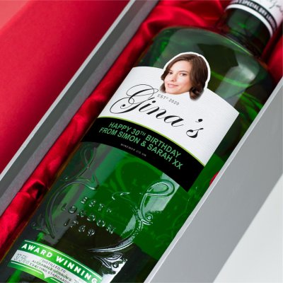 (image for) Personalised Gordons Gin Bottle 30th Birthday Gift BIG FACE 70cl