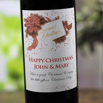 (image for) Bow and Pine Personalised Christmas Labelled Wine