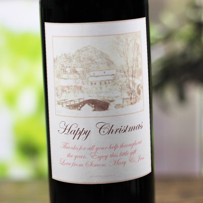 (image for) Wintry Monet Personalised Christmas Labelled Wine