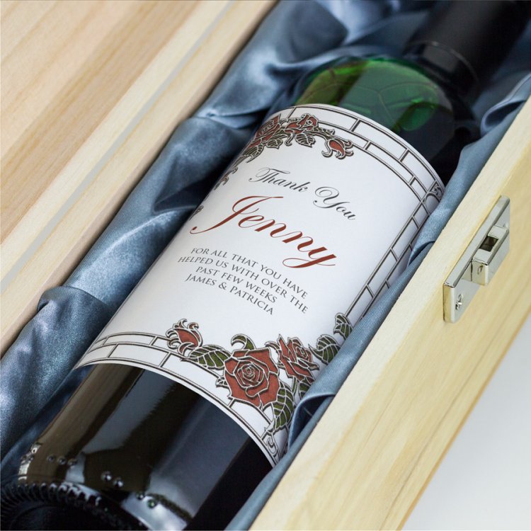 Modal Additional Images for Stained Glass Roses Personalised Wedding Labelled Wine