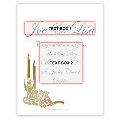 (image for) Gold Candlelight Rose Personalised Wedding Labelled Wine