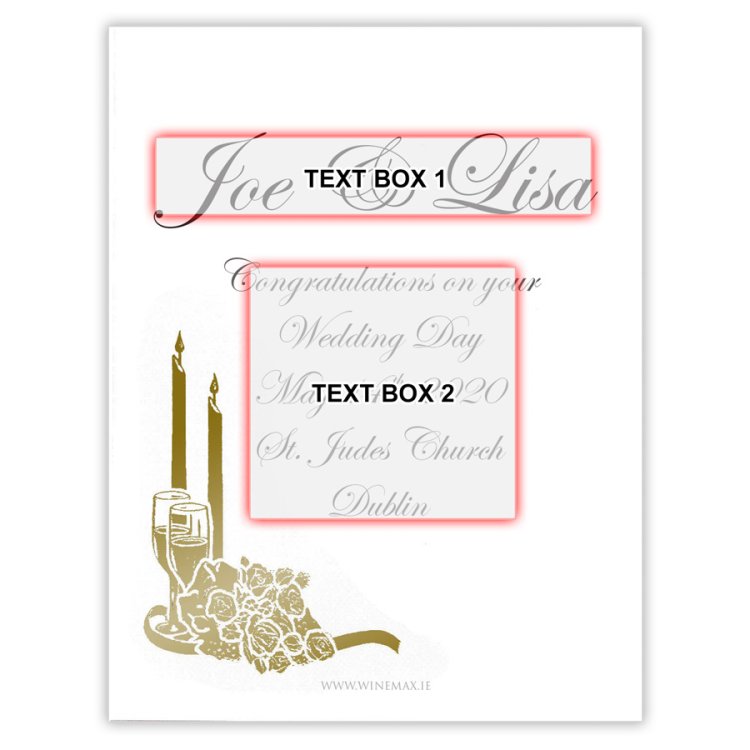 (image for) Gold Candlelight Rose Personalised Wedding Labelled Wine - Click Image to Close