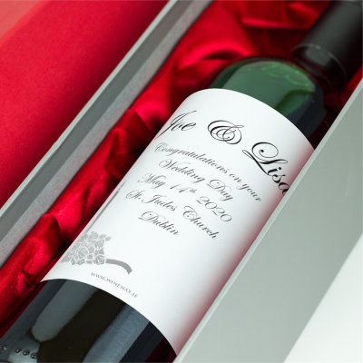 (image for) Silver Candlelight Rose Personalised Wedding Labelled Wine
