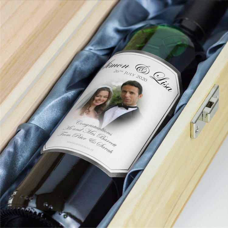 (image for) Silver Bevel Personalised Wedding Wine Gift - Click Image to Close