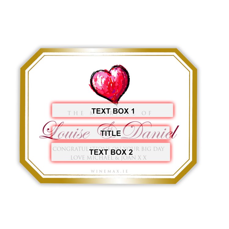 (image for) Gold Heart Personalised Wedding Champagne - Click Image to Close