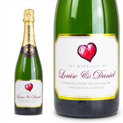(image for) Gold Heart Personalised Wedding Champagne