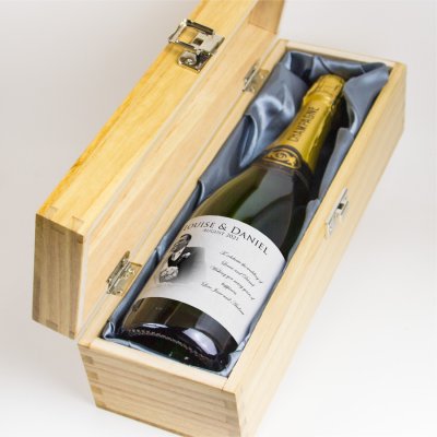 (image for) Personalised Wedding Champagne & Engraved Wooden Box