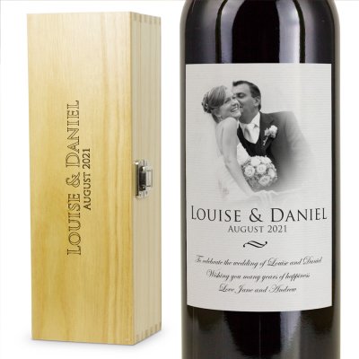 (image for) Personalised Wedding Wine & Engraved Luxury Wooden Gift