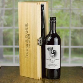 (image for) Personalised Wedding Wine & Engraved Luxury Wooden Gift