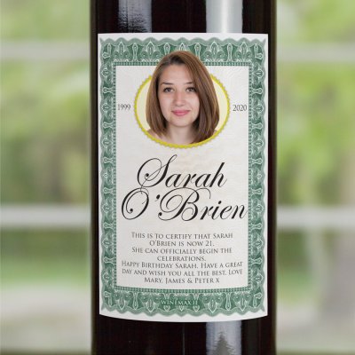 (image for) 21st Birthday Present Personalised Birthday Wine