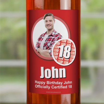 (image for) 18 Cert Personalised Birthday Gift Labelled Wine