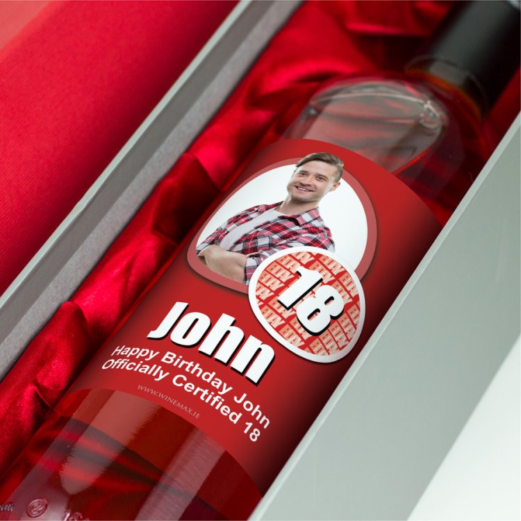 (image for) 18 Cert Personalised Birthday Gift Labelled Wine - Click Image to Close