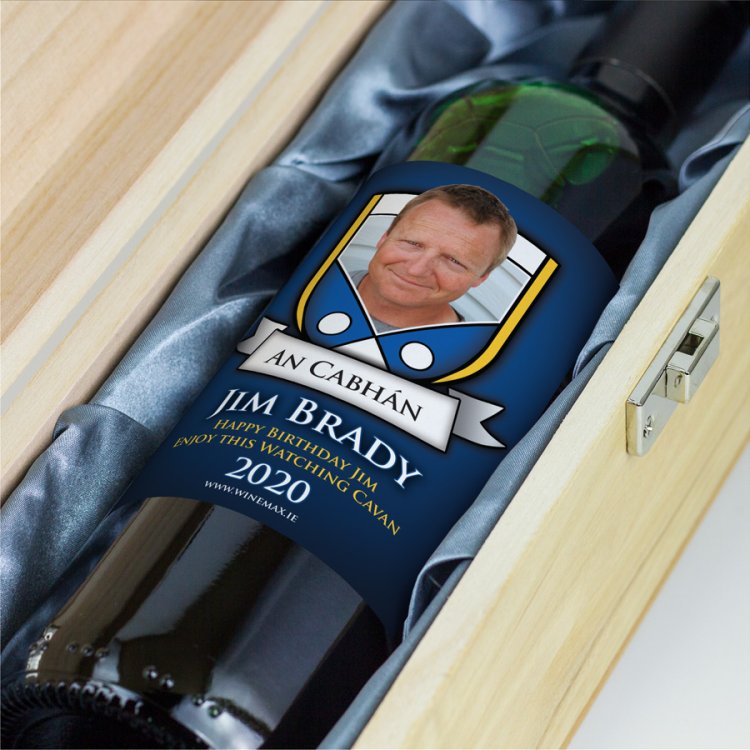 Modal Additional Images for Cavan GAA Birthday Present Personalised Wine Gift