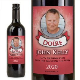 (image for) Derry GAA Fan Birthday Present Personalised Wine Gifts