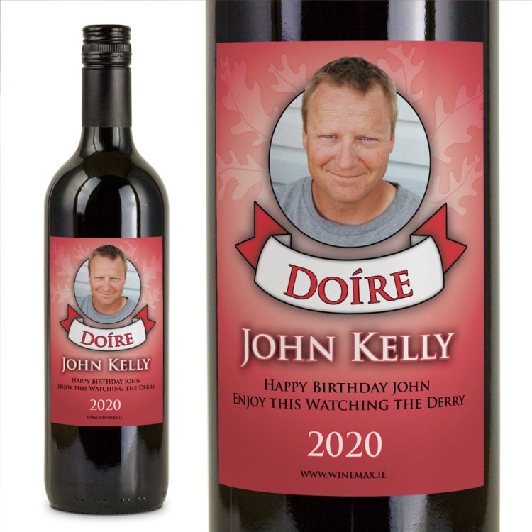 (image for) Derry GAA Fan Birthday Present Personalised Wine Gifts - Click Image to Close