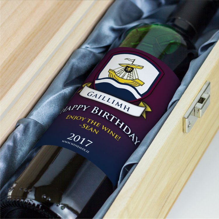 Modal Additional Images for Galway GAA Crest Birthday Gift Personalised Wine