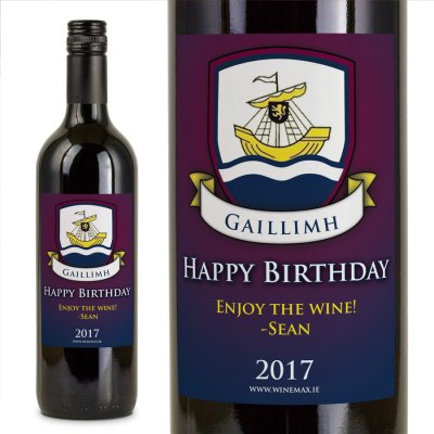 (image for) Galway GAA Crest Birthday Gift Personalised Wine