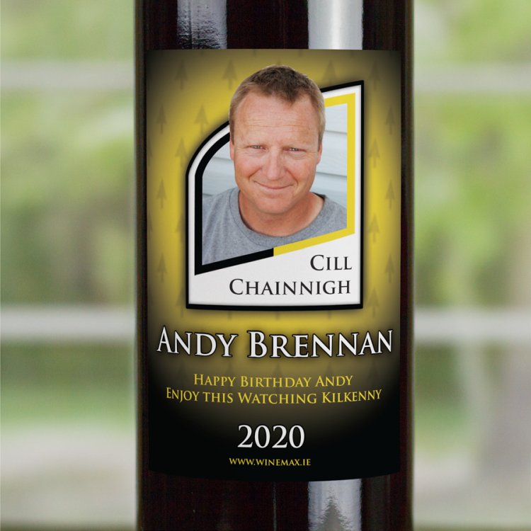 (image for) Kilkenny GAA Fan Birthday Present Personalised Wine Gifts - Click Image to Close