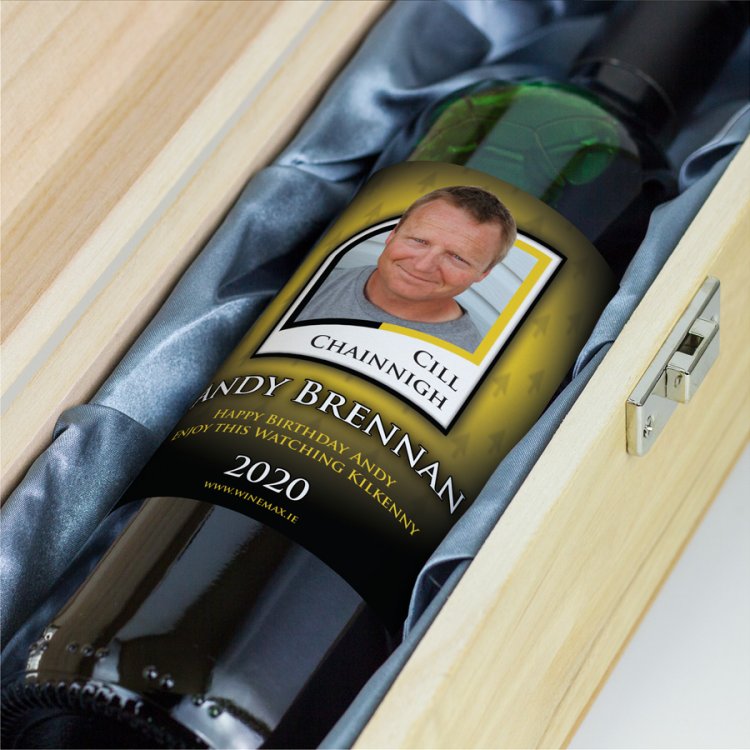 Modal Additional Images for Kilkenny GAA Fan Birthday Present Personalised Wine Gifts