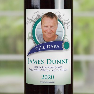 (image for) Kildare GAA Fan Birthday Present Personalised Wine Gifts