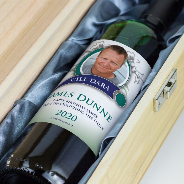 Modal Additional Images for Kildare GAA Fan Birthday Present Personalised Wine Gifts