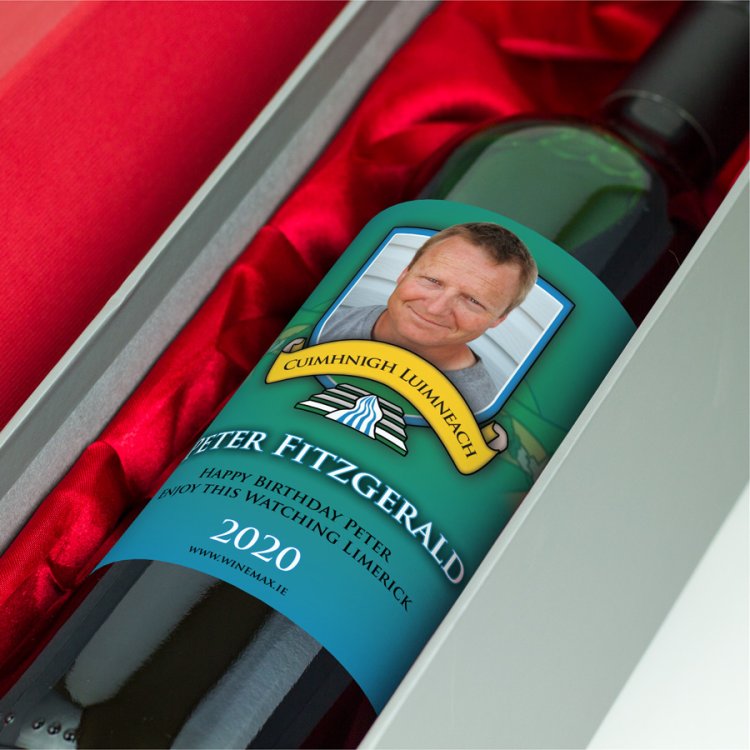 (image for) Limerick GAA Fan Birthday Present Personalised Wine Gifts - Click Image to Close