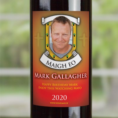 (image for) Mayo GAA Fan Birthday Present Personalised Wine Gifts