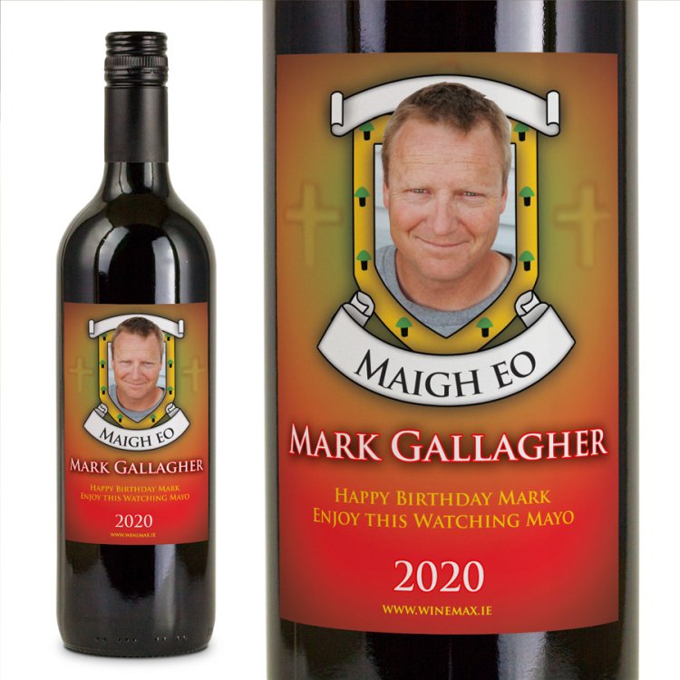 (image for) Mayo GAA Fan Birthday Present Personalised Wine Gifts - Click Image to Close