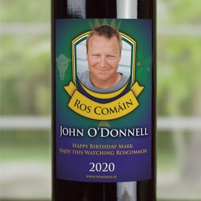 (image for) Roscommon GAA Fan Birthday Present Personalised Wine Gifts