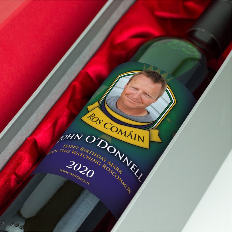 (image for) Roscommon GAA Fan Birthday Present Personalised Wine Gifts - Click Image to Close