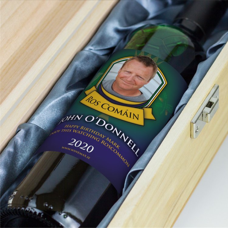 Modal Additional Images for Roscommon GAA Fan Birthday Present Personalised Wine Gifts