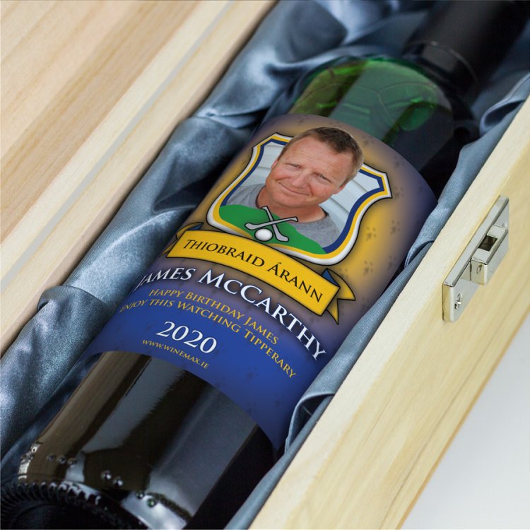 Modal Additional Images for Tipperary GAA Fan Birthday Present Personalised Wine Gifts
