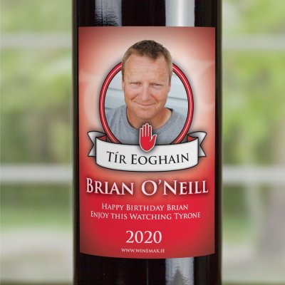 (image for) Tyrone GAA Fan Birthday Present Personalised Wine Gifts