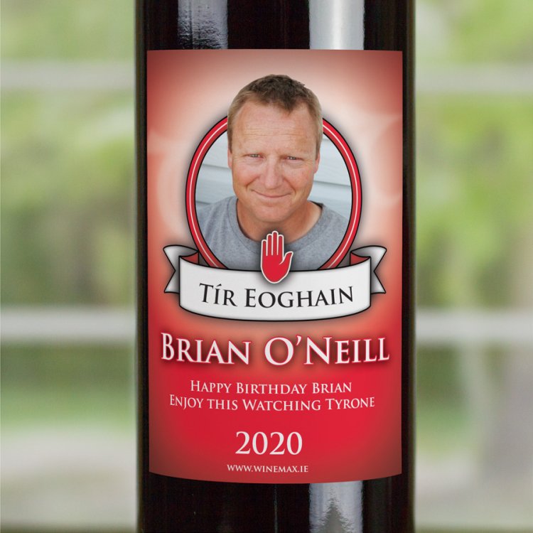 (image for) Tyrone GAA Fan Birthday Present Personalised Wine Gifts - Click Image to Close