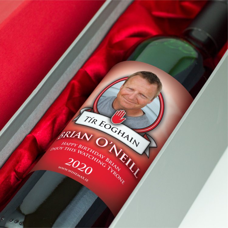 (image for) Tyrone GAA Fan Birthday Present Personalised Wine Gifts - Click Image to Close