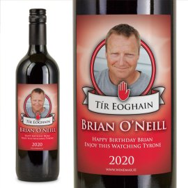 (image for) Tyrone GAA Fan Birthday Present Personalised Wine Gifts