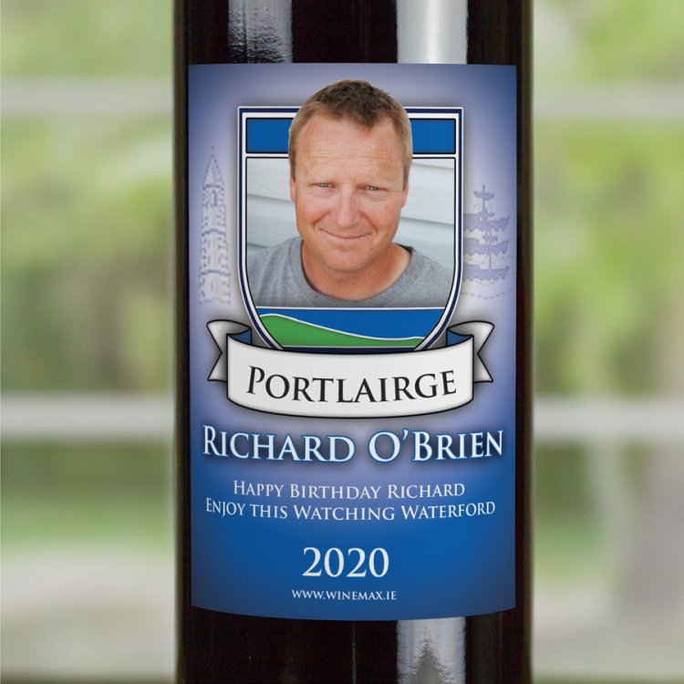 (image for) Waterford GAA Fan Birthday Present Personalised Wine Gifts - Click Image to Close