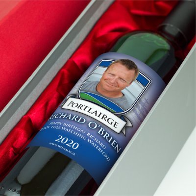 (image for) Waterford GAA Fan Birthday Present Personalised Wine Gifts